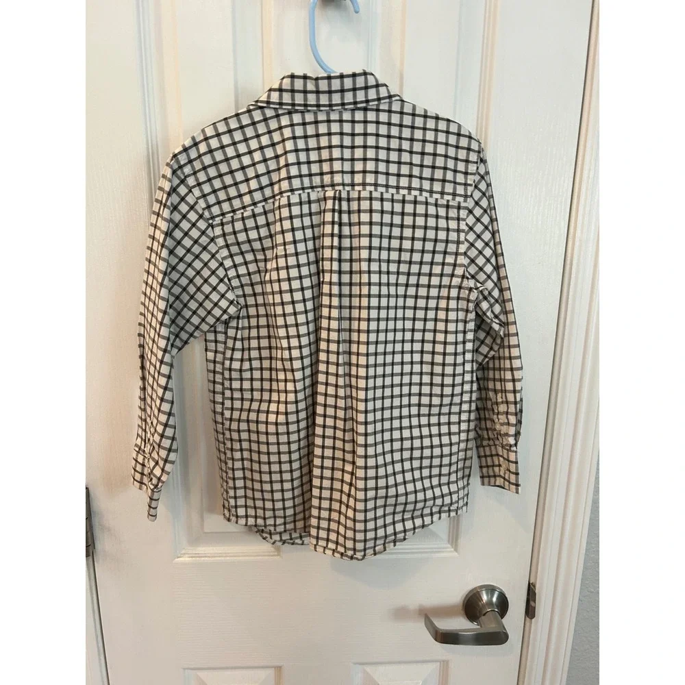Gymboree Button Down Shirt Black White Grid Check Long Sleeve Kids‎ S 5-6 Top
